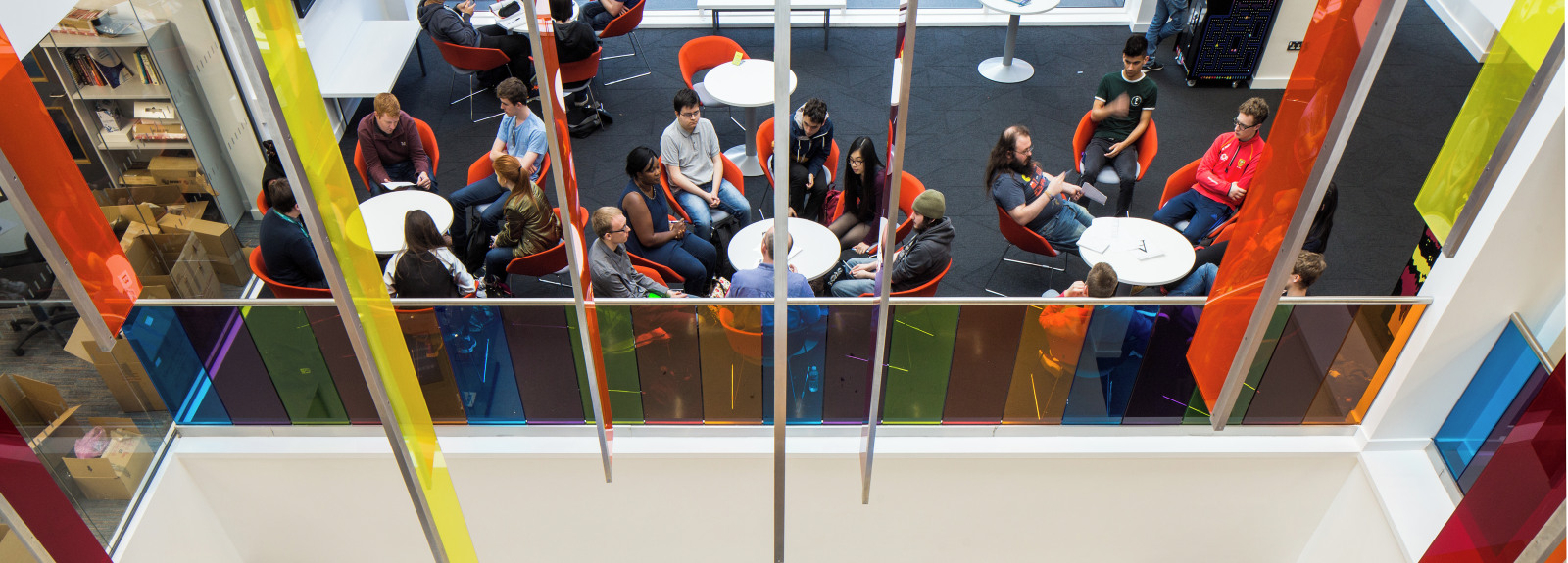 Staff sitting together in Computer Science building